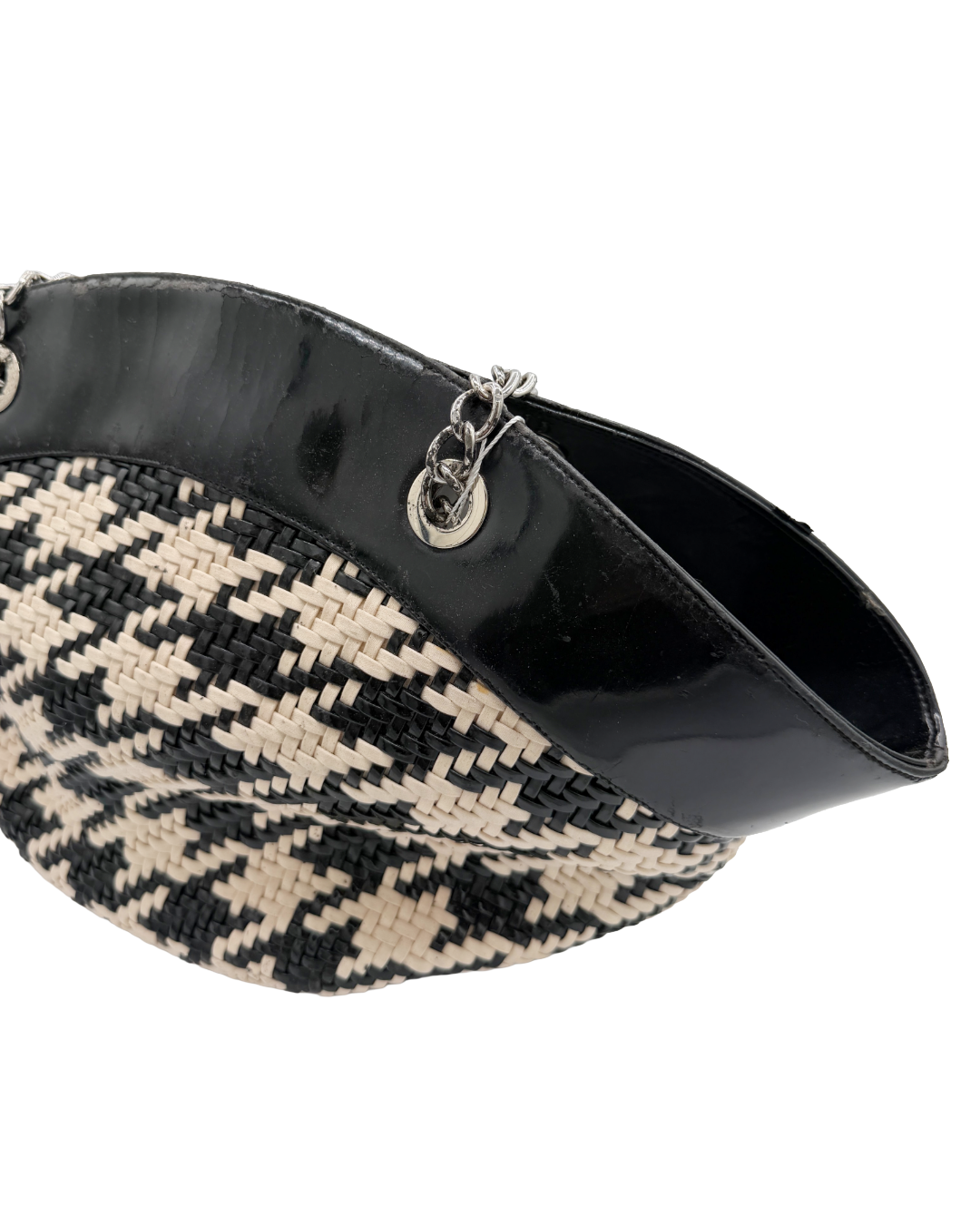 Chanel Black and White Woven Handbag