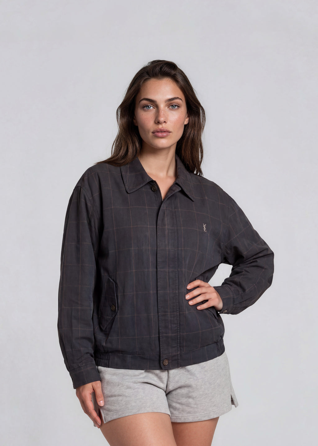 Ysl Black Plaid Bomber Jacket