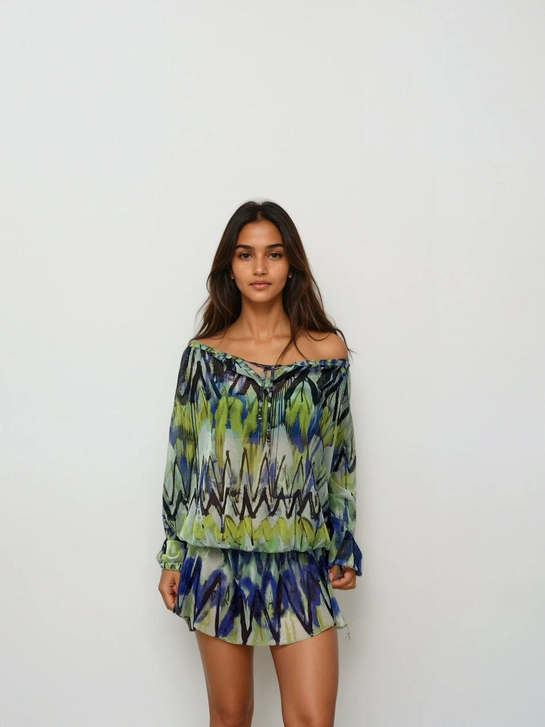 Jean Paul Gaultier Green Printed Mini Dress