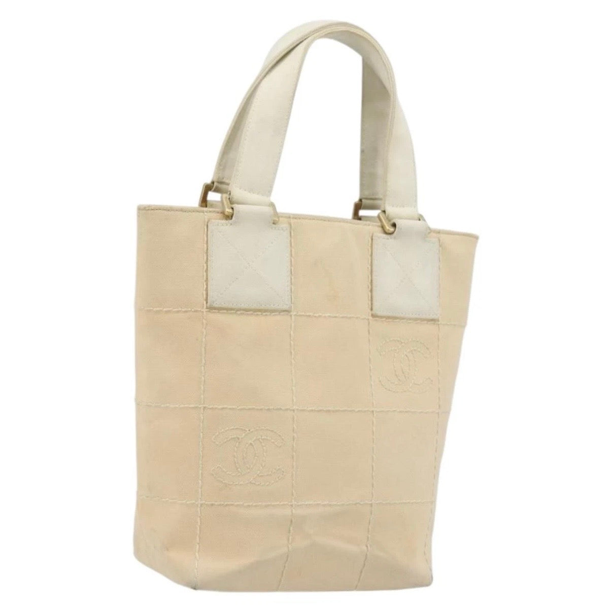 Chanel Cream Canvas Logo Tote