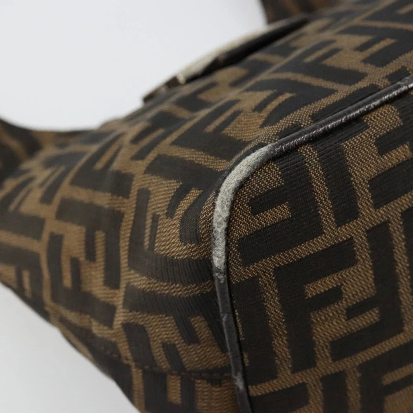 Fendi Brown Zucca Canvas Rounded Baguette