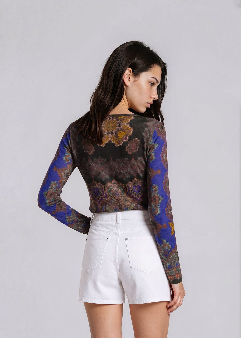 Etro Printed Long Sleeve Mini Dress