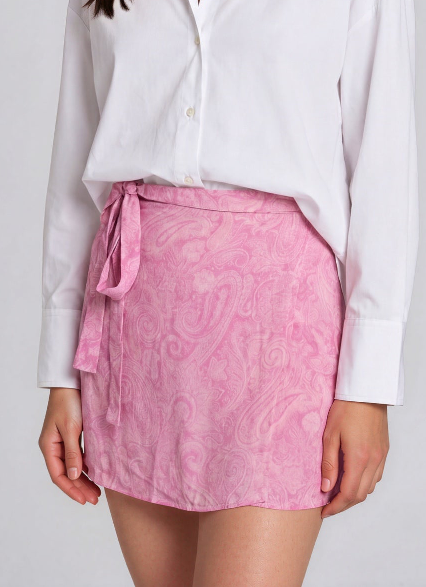 Etro Pink Printed Tie Skirt
