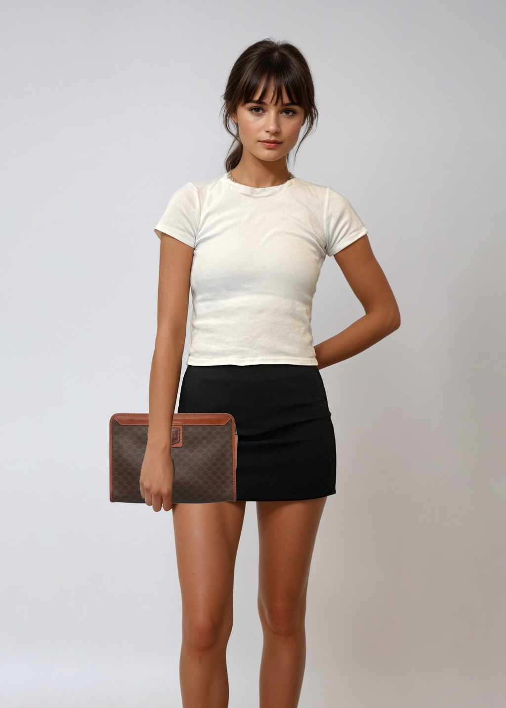 Celine Monogram Brown Leather Clutch