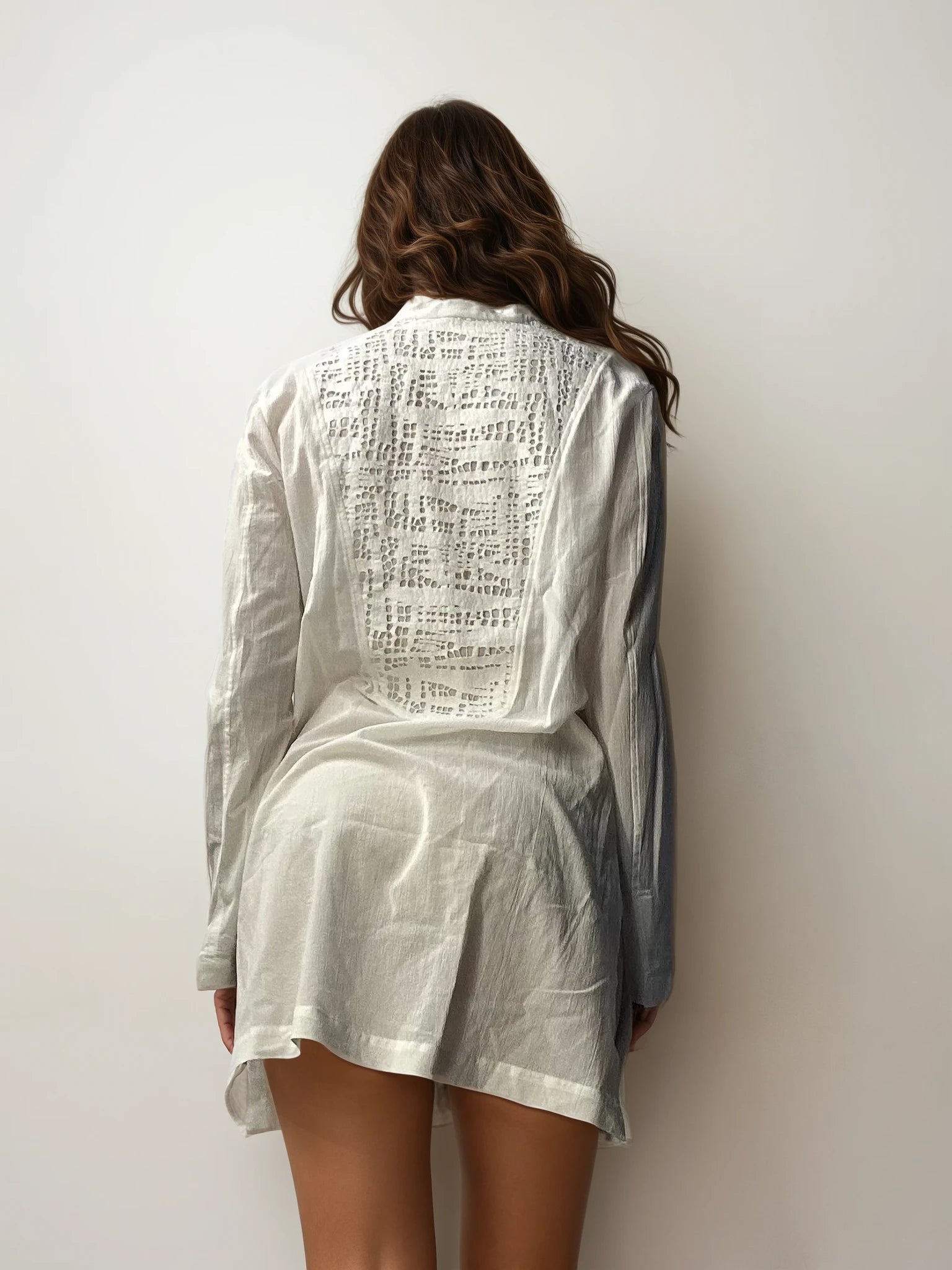 Escada White Sheer Blouse Dress