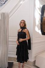 Load image into Gallery viewer, Polka Dot Black Silk Ruffle Dress
