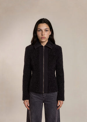 Giorgio Armani Black Sherpa Collared Jacket