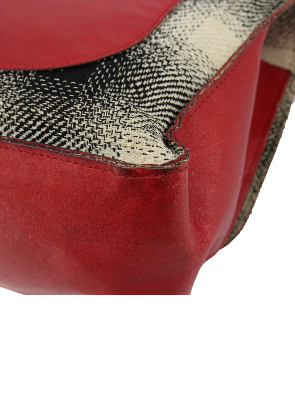 Chanel Tweed & Red Leather Flap Bag