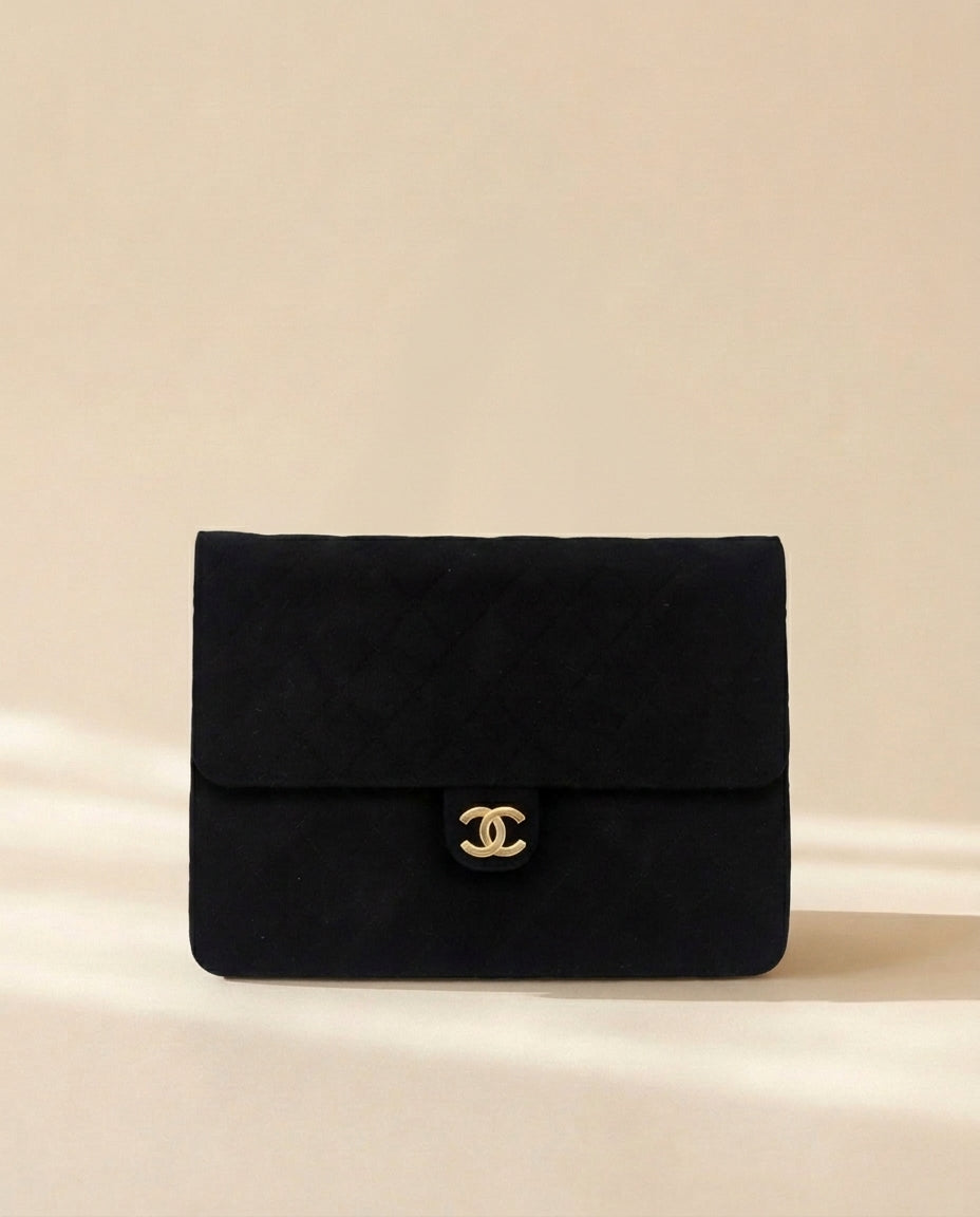 Chanel Black Cotton Flap Bag