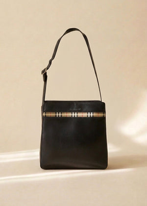 Burberry Nova Check Detail Leather Shoulder Bag
