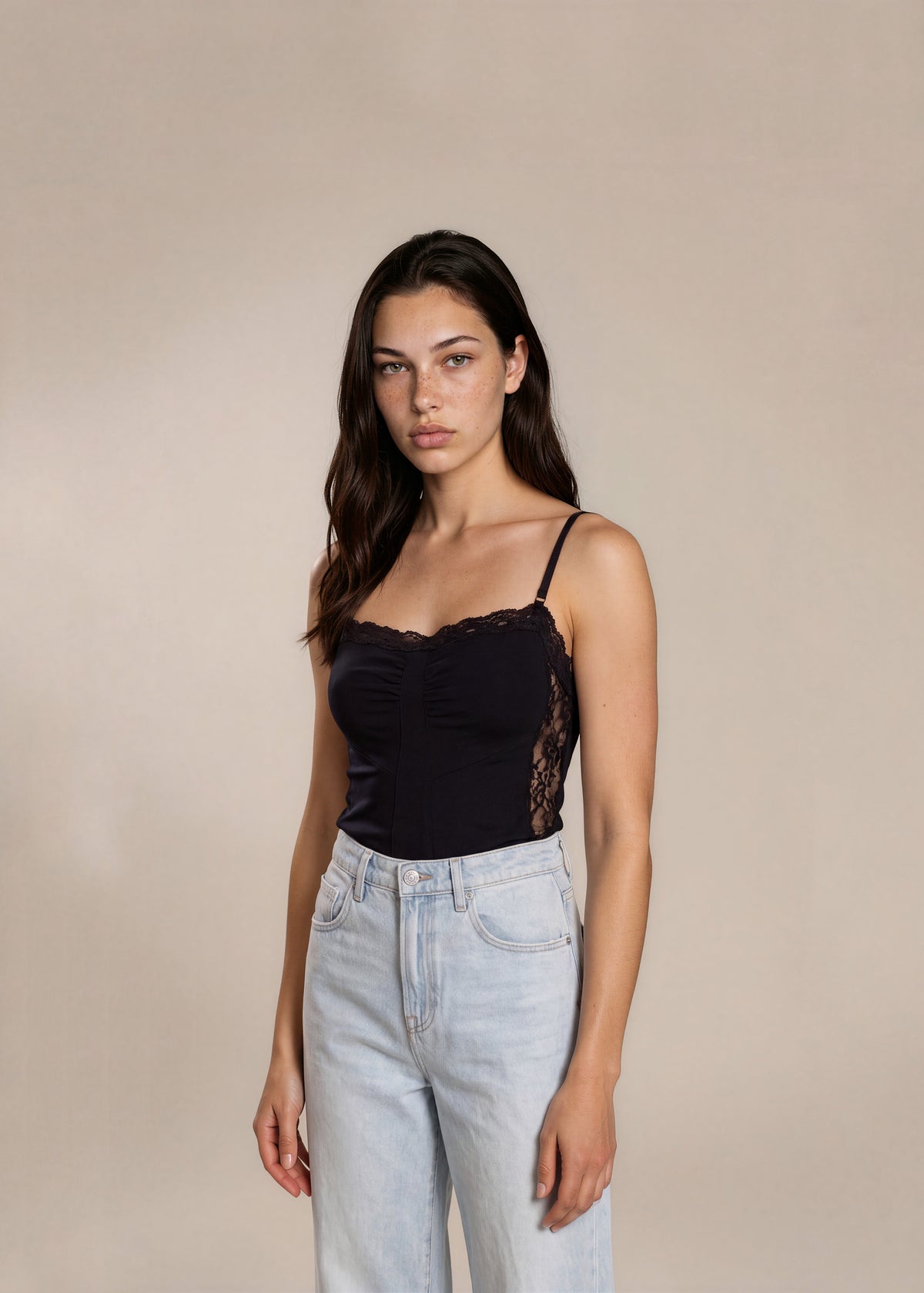 Dolce & Gabbana Black Cotton and Lace Tank