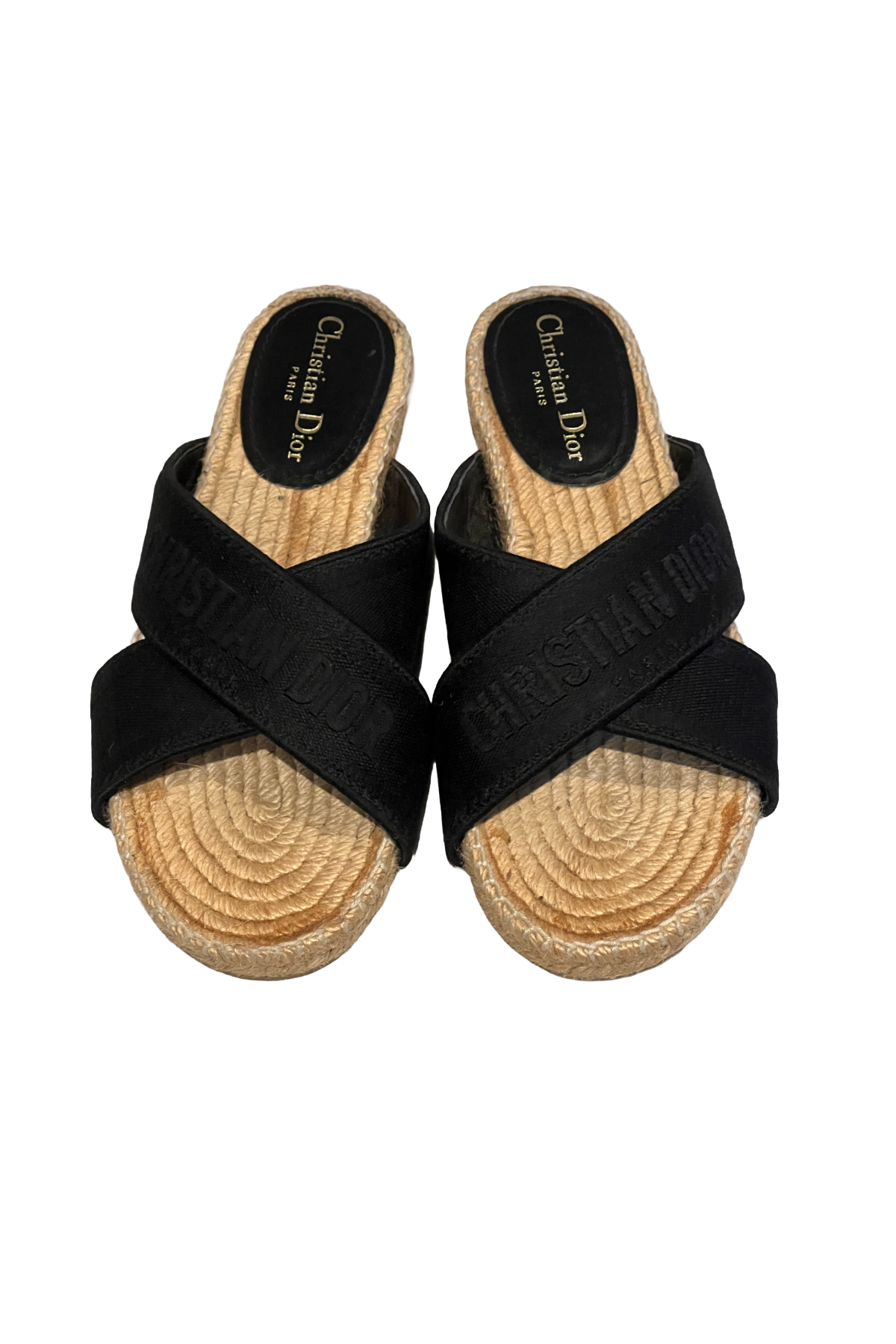 Dior Black Raffia Slides