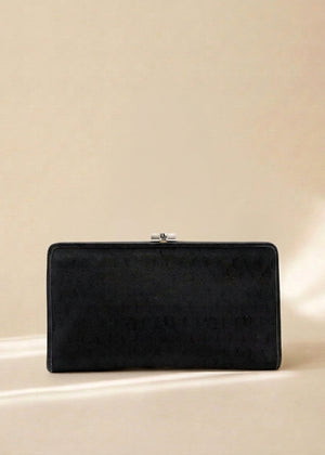 Dior Black Canvas Honeycomb Snap Clutch