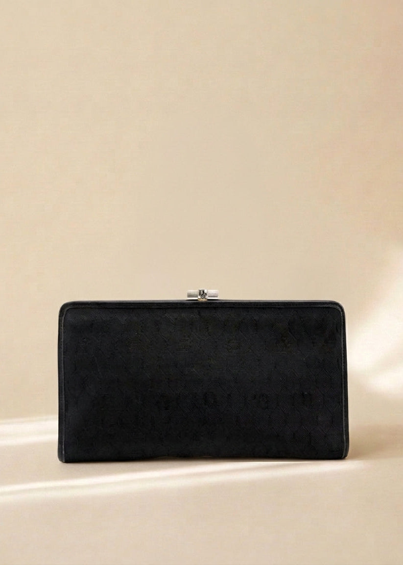 Dior Black Canvas Honeycomb Snap Clutch
