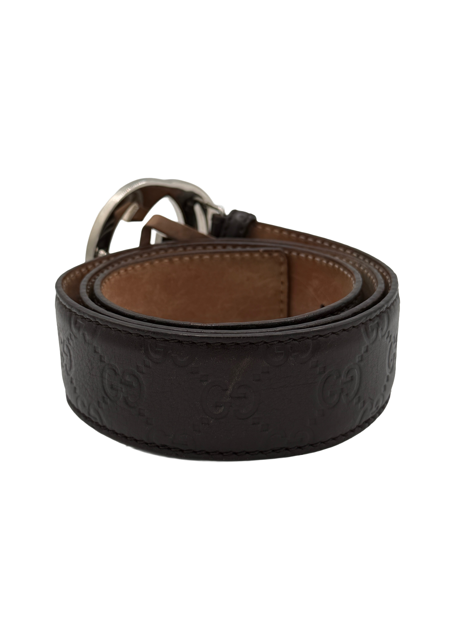 Gucci Brown Monogram Leather Belt