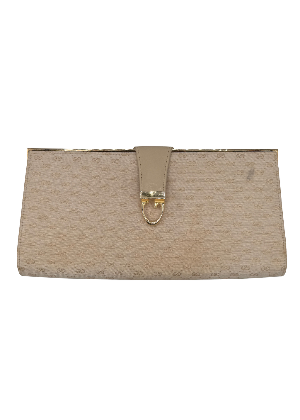Gucci White Monogram Clutch with Chain