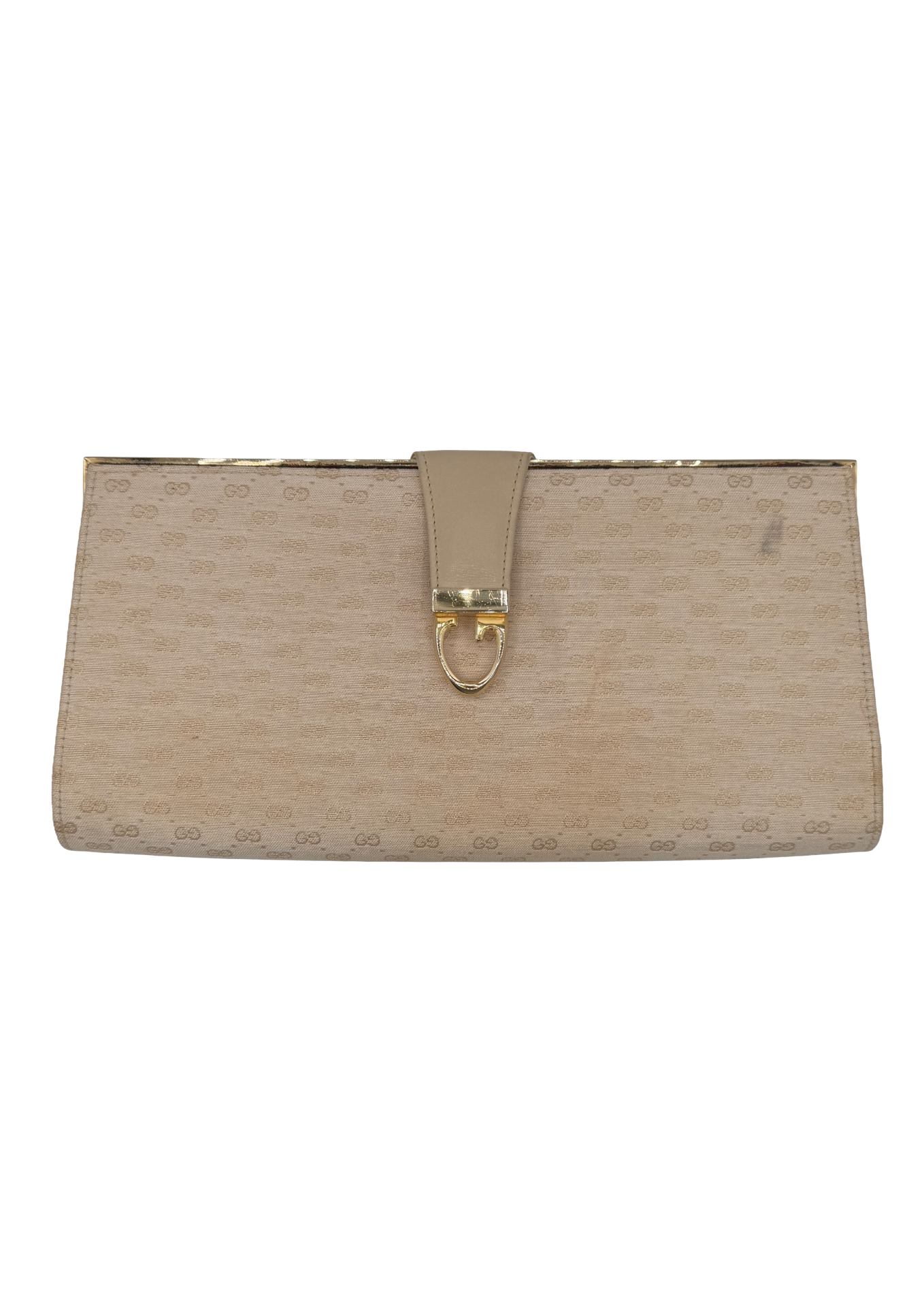 Gucci White Monogram Clutch with Chain