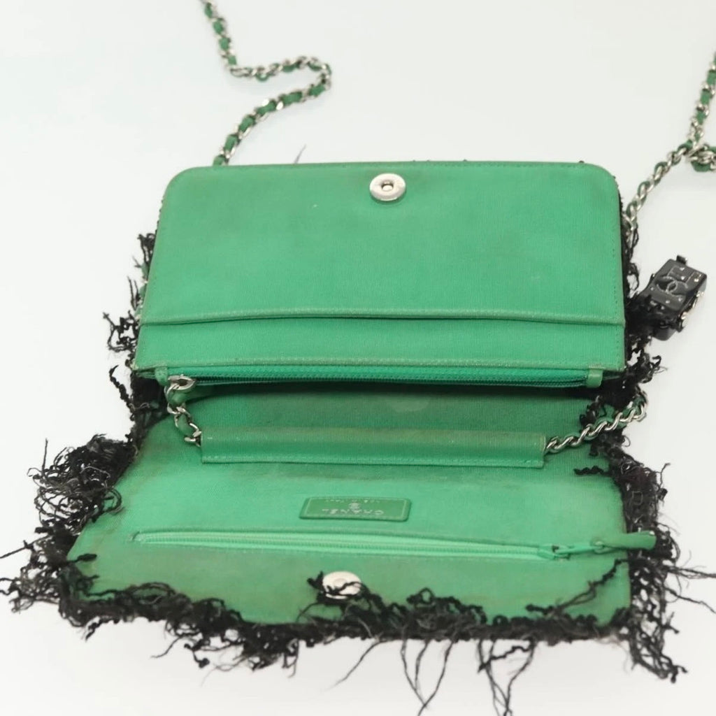 Chanel Black Tweed Fringe Flap Bag