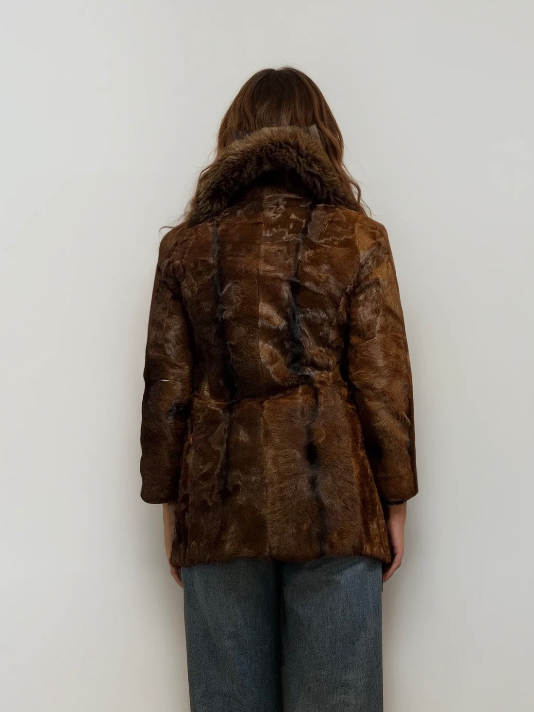 Brown Fur Coat With Collar