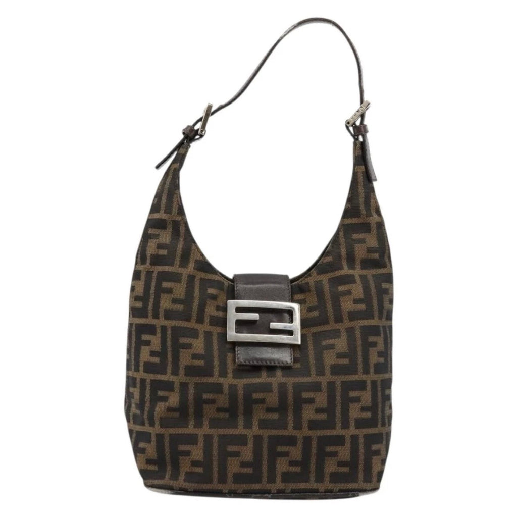Fendi Brown Zucca Canvas Rounded Baguette
