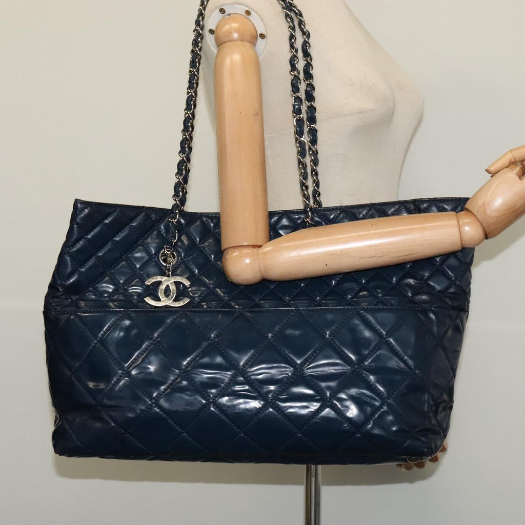 Chanel Navy Patent Leather Tote