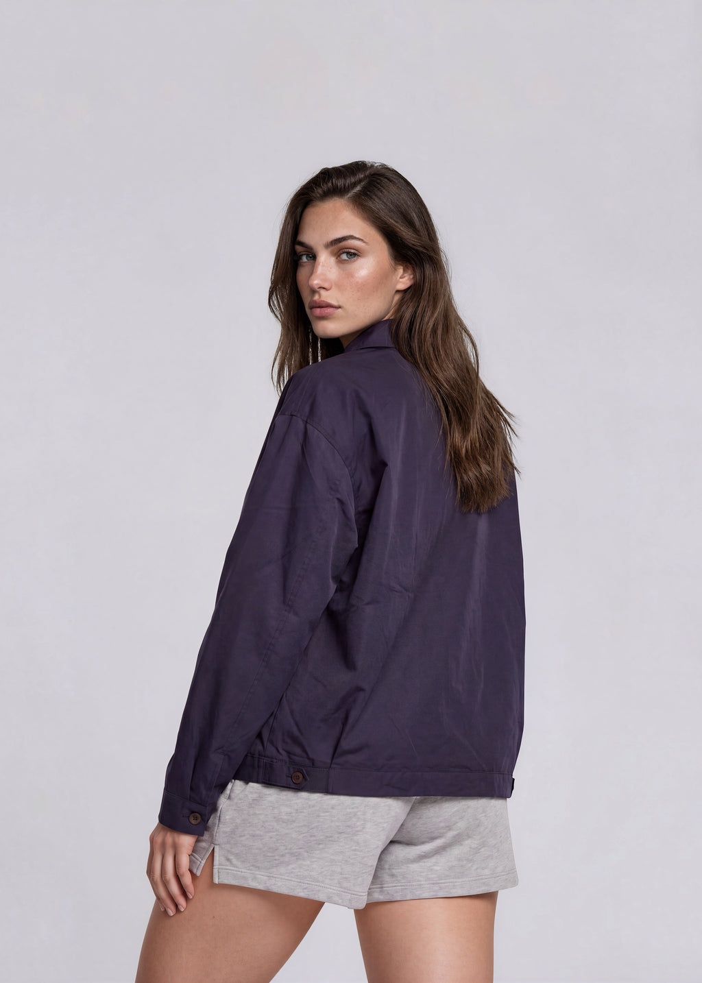 YSL Navy Classic Collared Bomber with White Logo