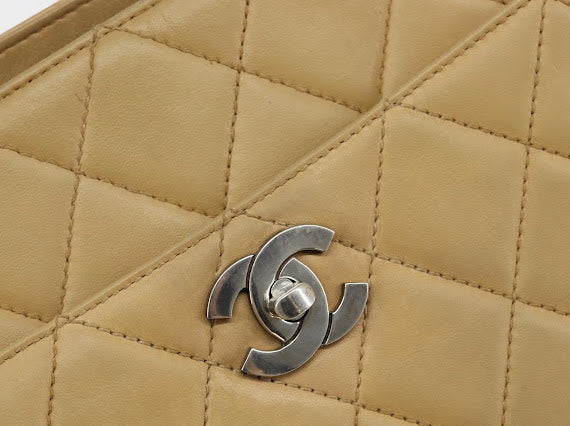 Chanel Tan Leather Quilted Tote