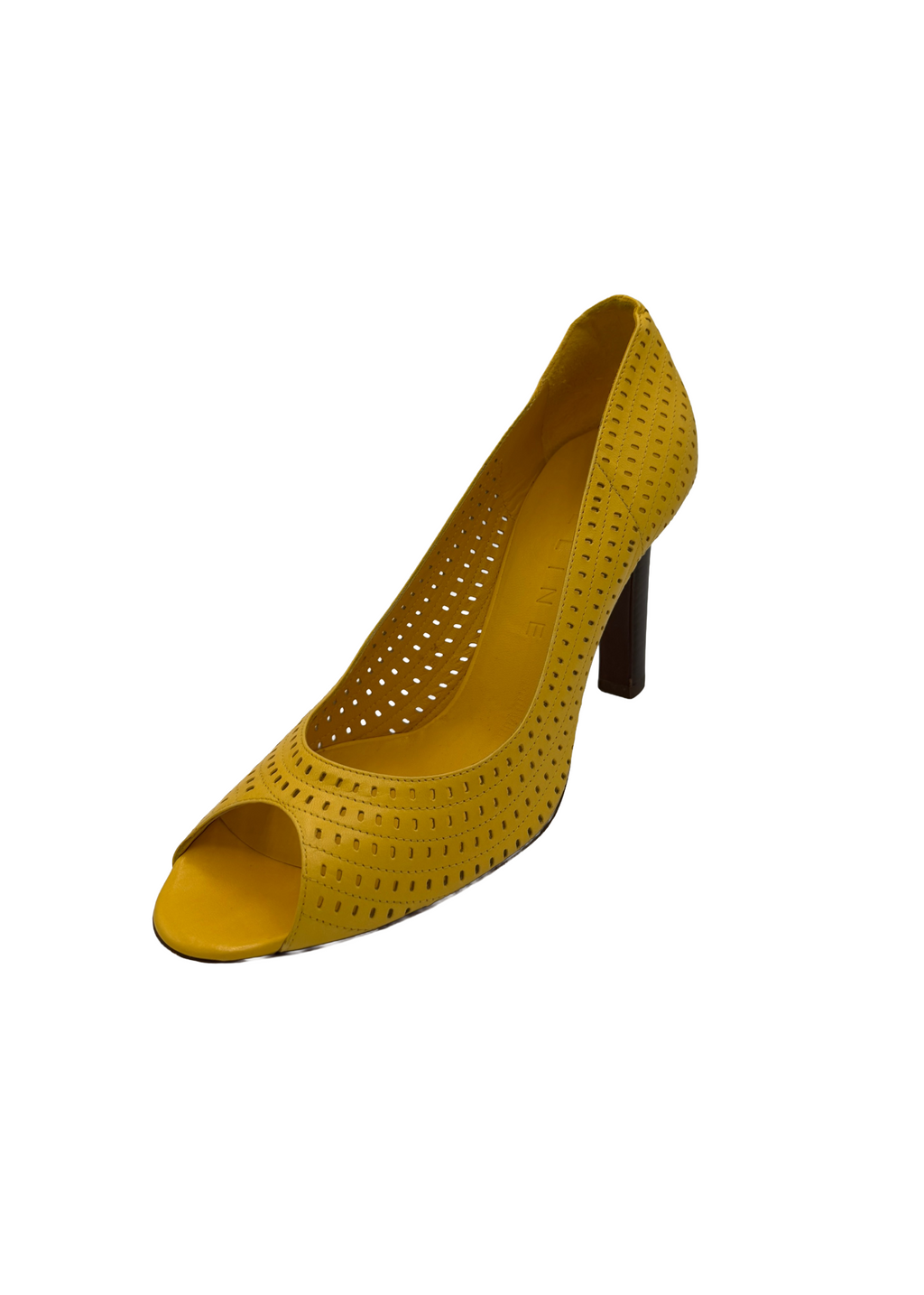 Celine Yellow Perforated Wooden Heels