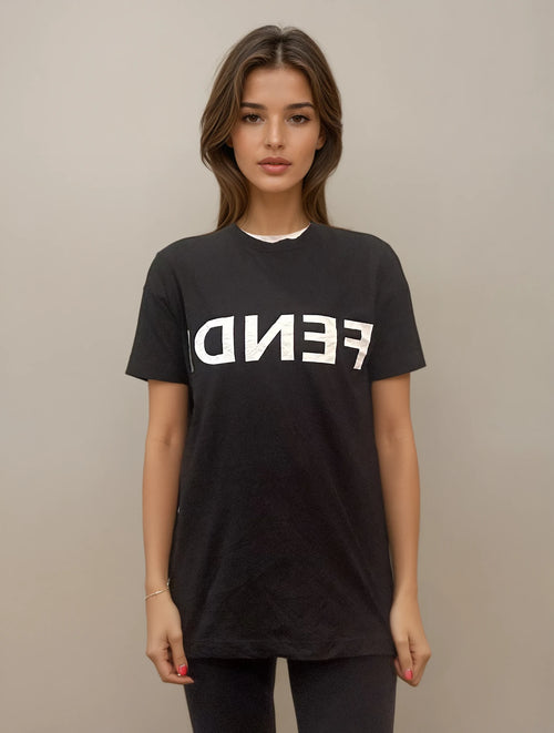 Fendi Black Spellout Tee