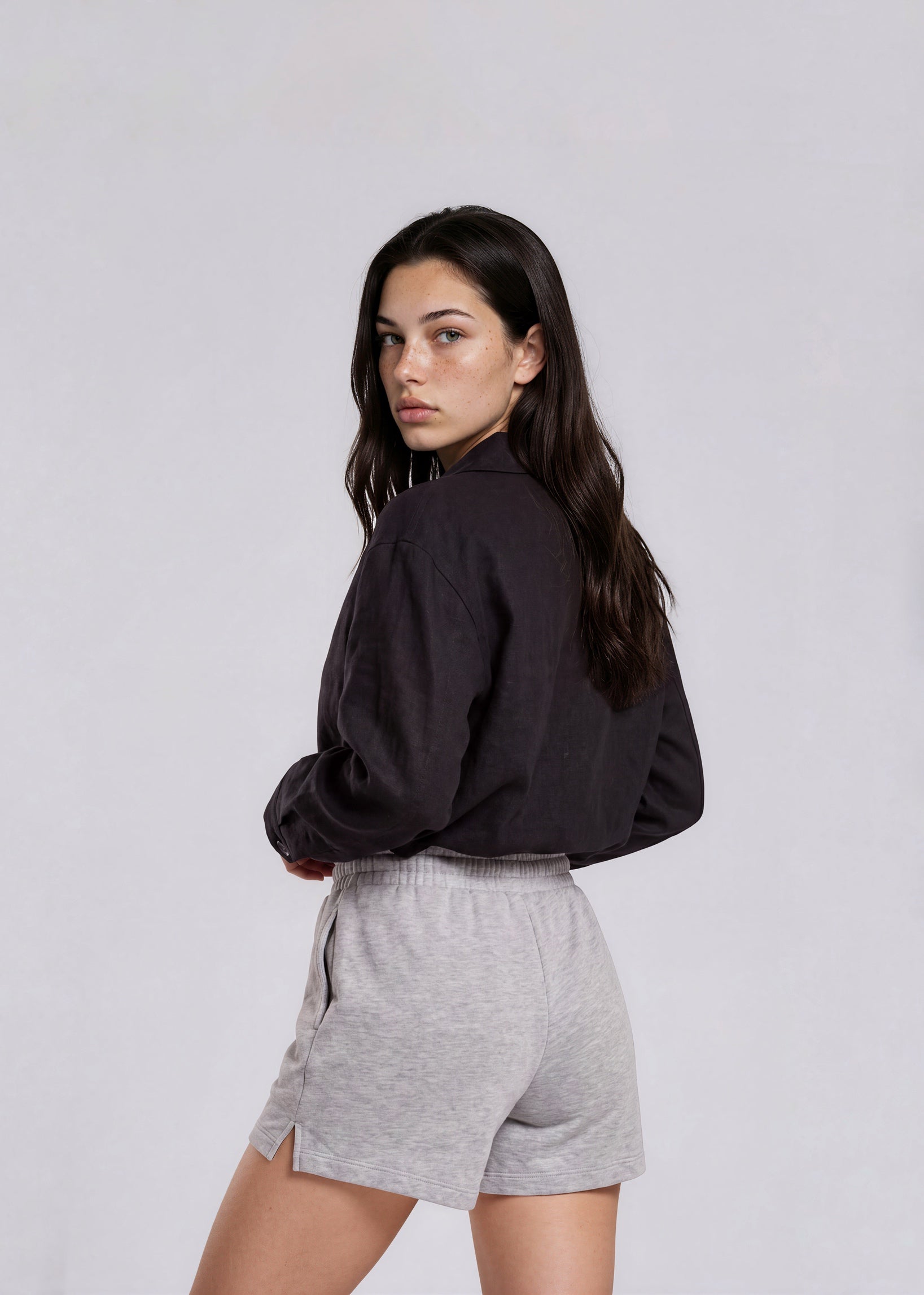 YSL Dark Grey Knit Collared Bomber with Black Logo