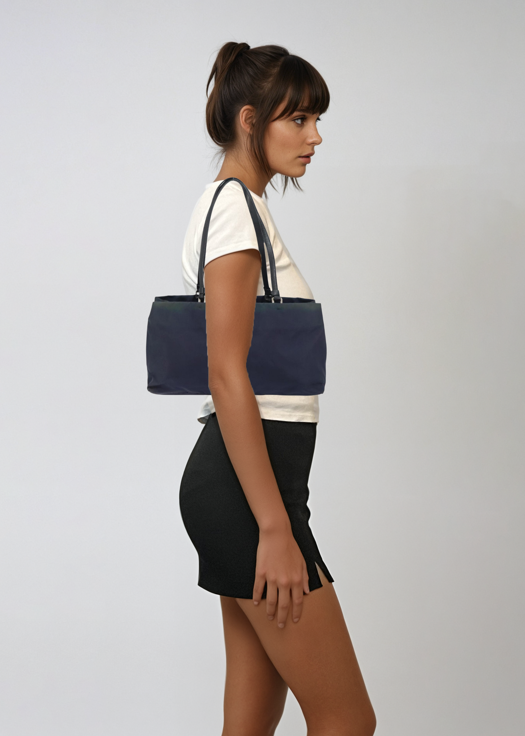 Prada Navy East West Shoulder Bag