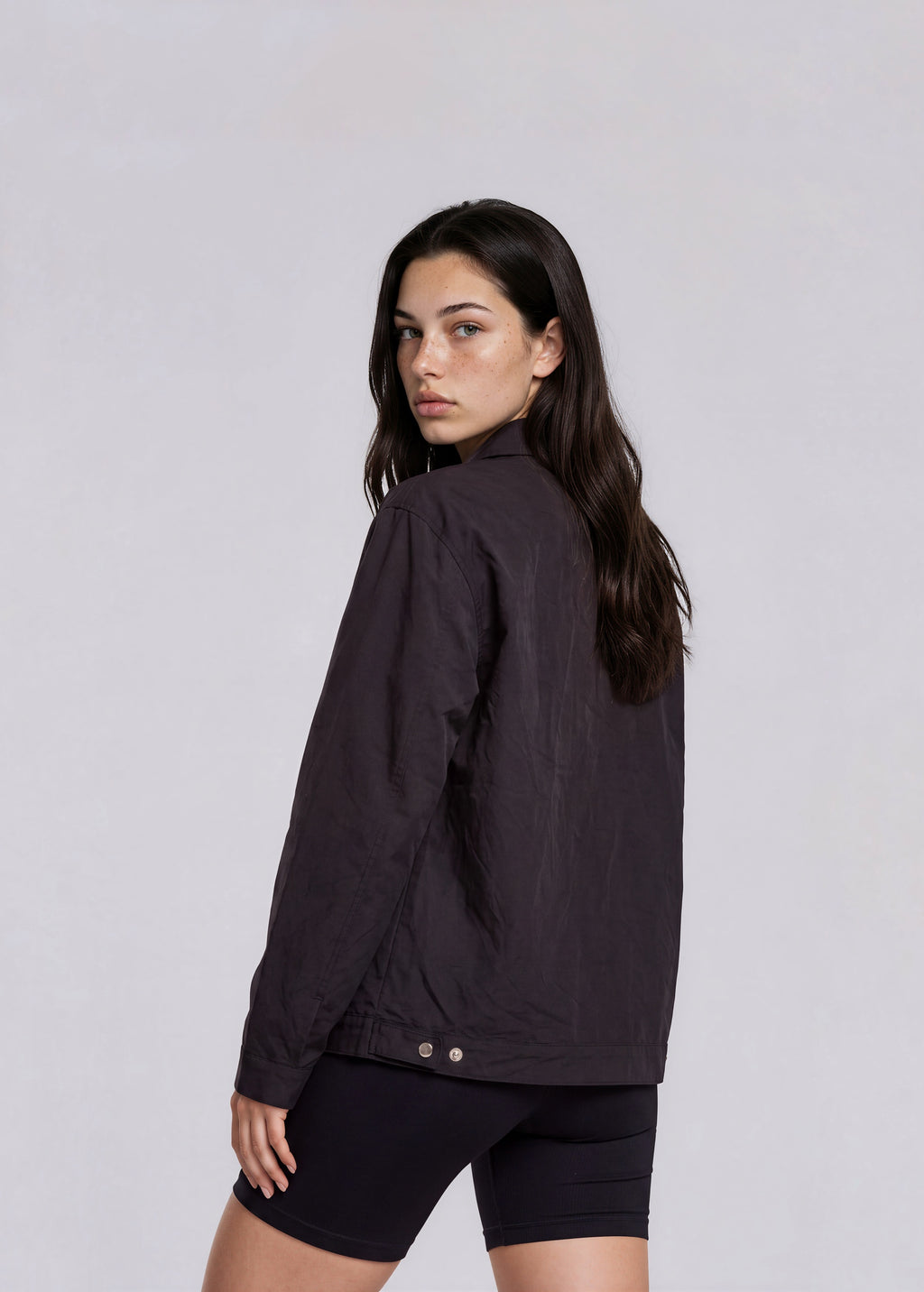 YSL Black Contrast Stripe Classic Collared Bomber with White Logo