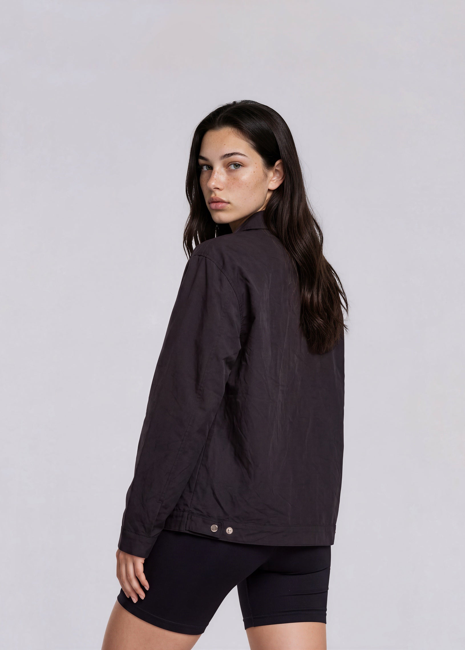 YSL Black Contrast Stripe Classic Collared Bomber with White Logo