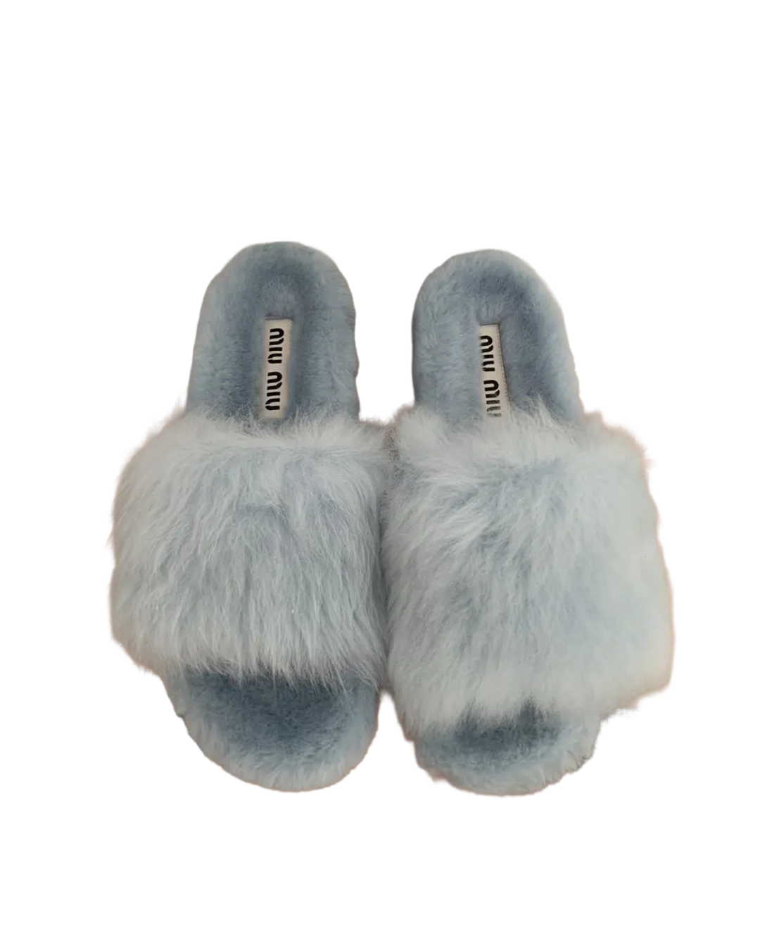 Miu Miu Blue Fuzzy Slides