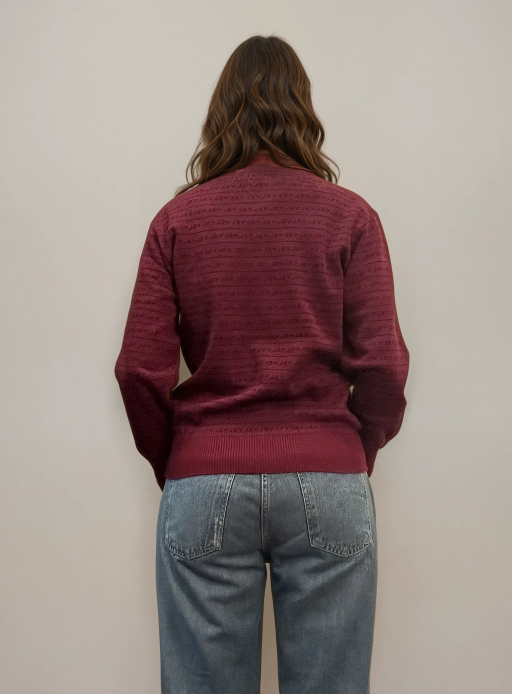 YSL Burgundy Monogram Sweater