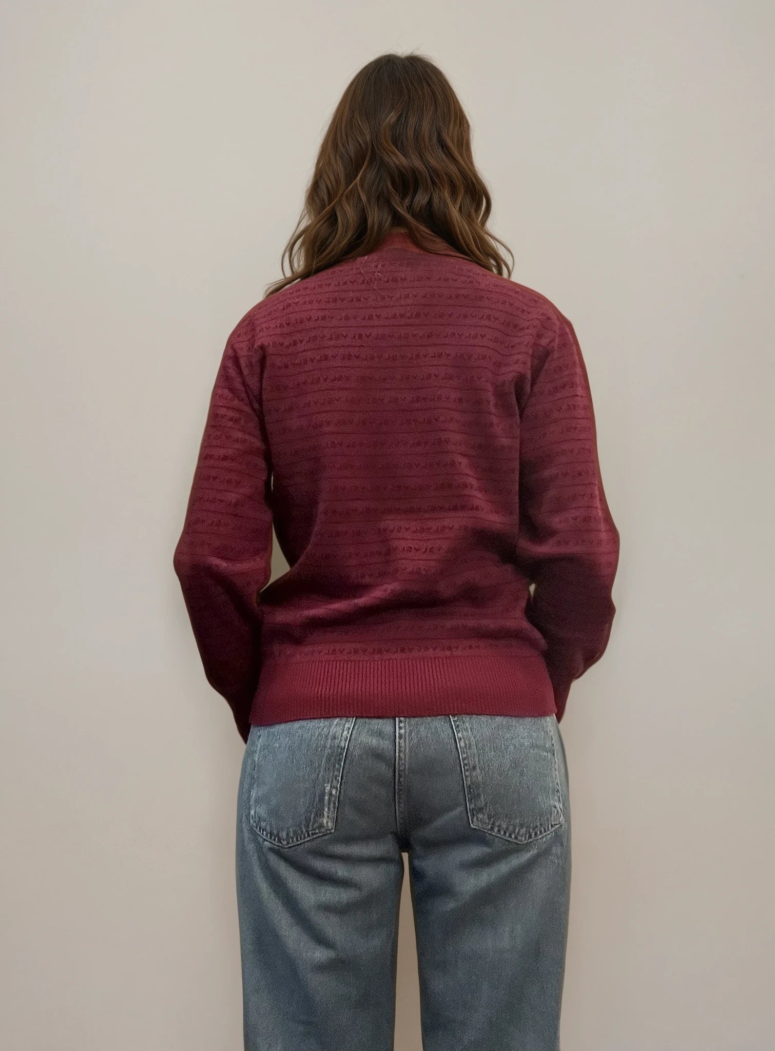 YSL Burgundy Monogram Sweater
