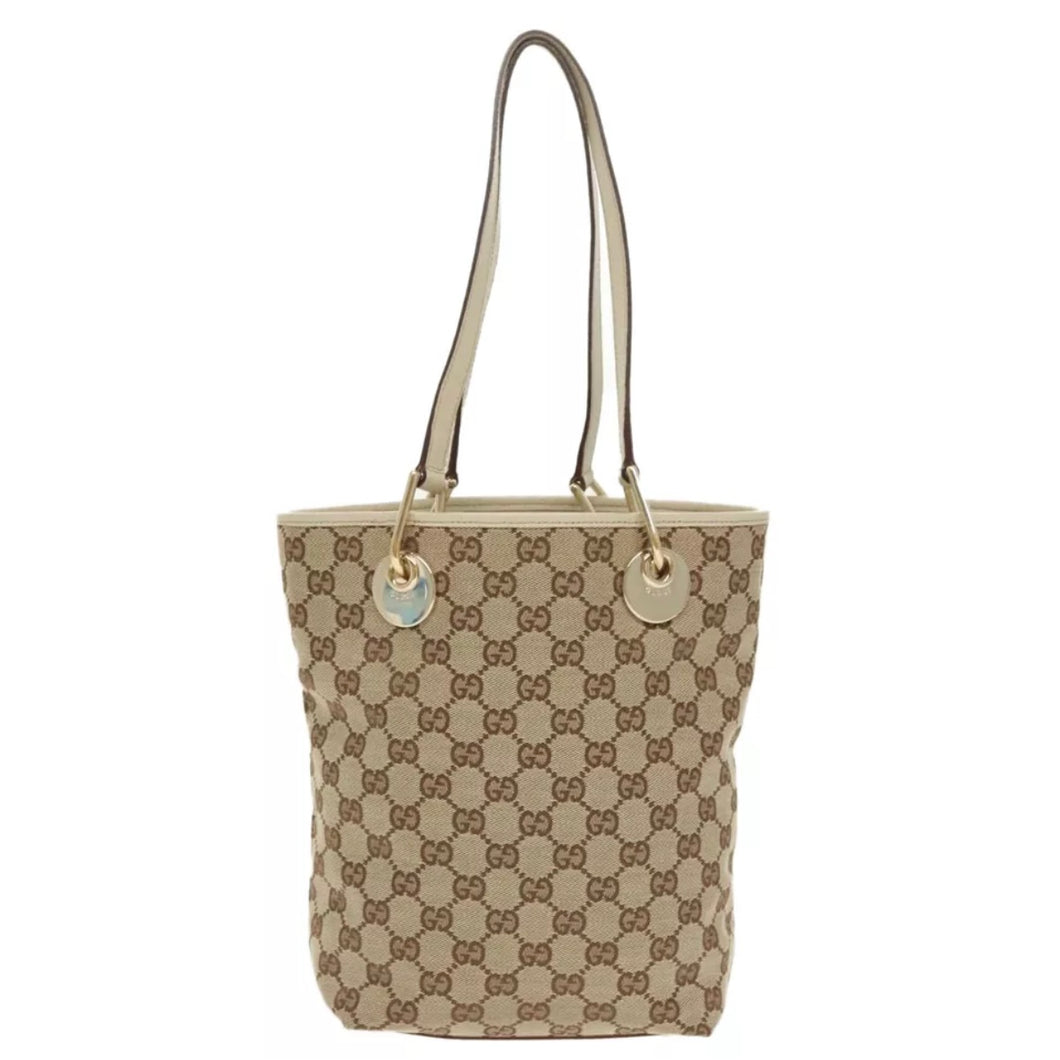 Gucci Brown and Cream Monogram Tote