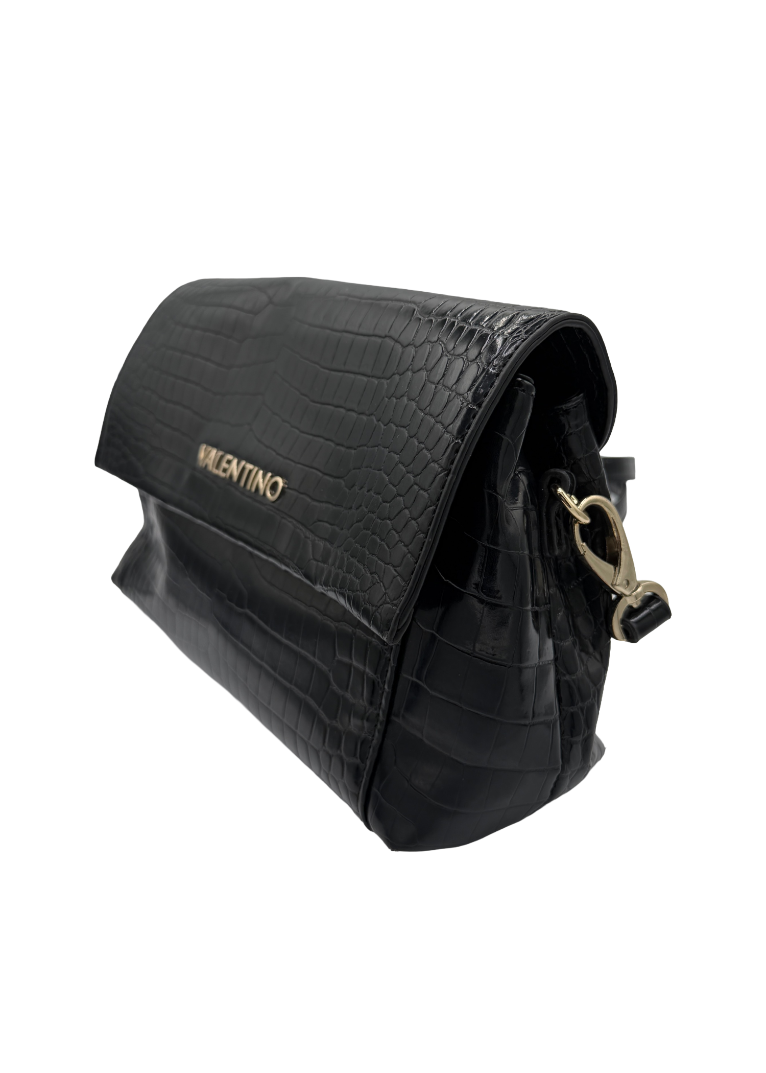 Mario Valentino Black Croc Embossed Crossbody