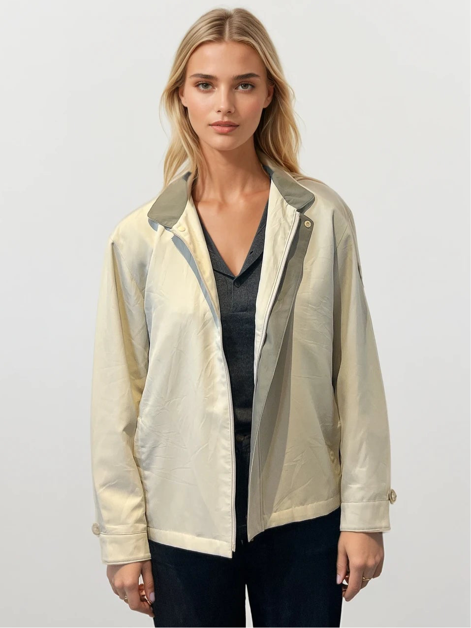 YSL Cream and Grey Bomber