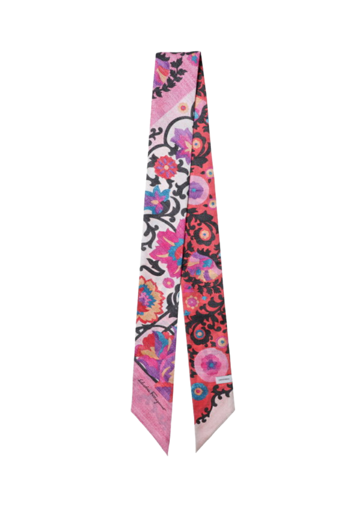 Ferragamo Pink and Red Printed Twilly