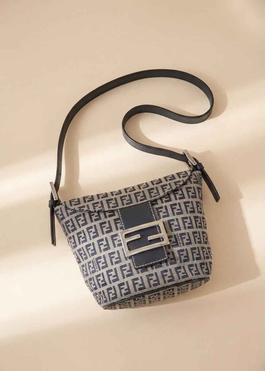 Fendi Navy Zucchino Mini Shoulder Bag cover