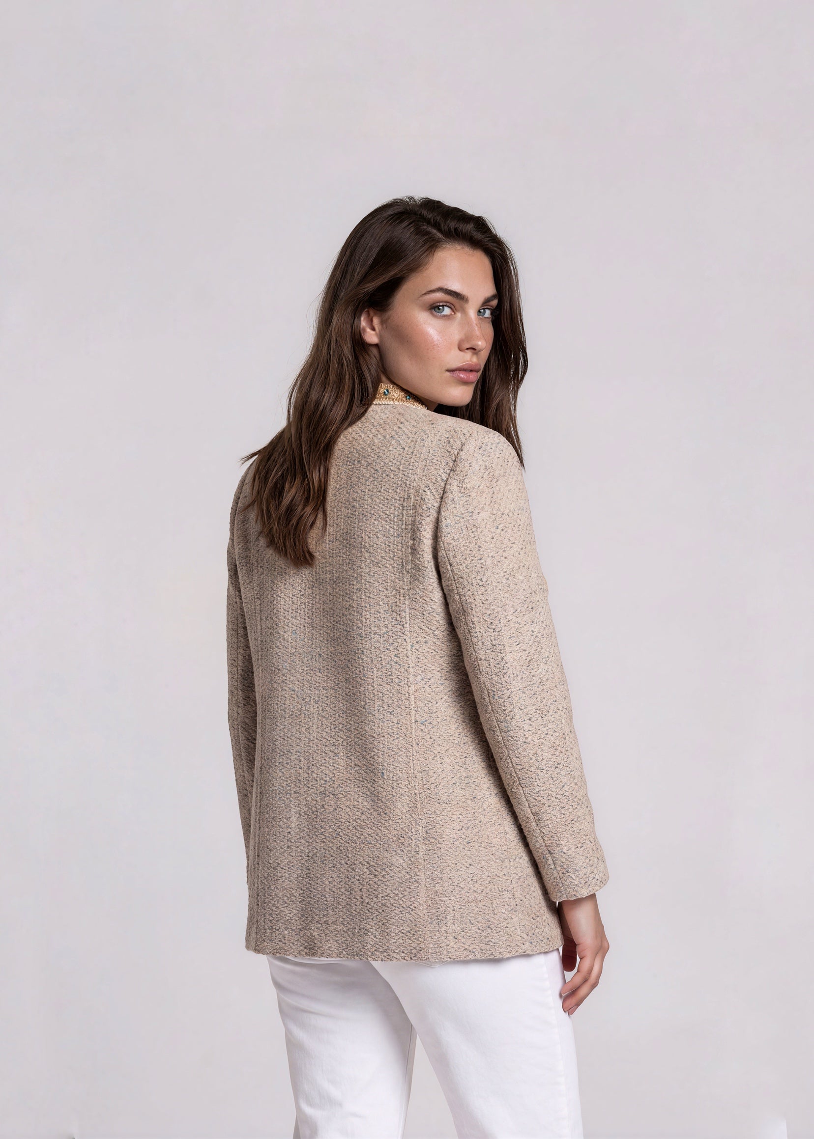 St John Cream and Blue Tweed Blazer