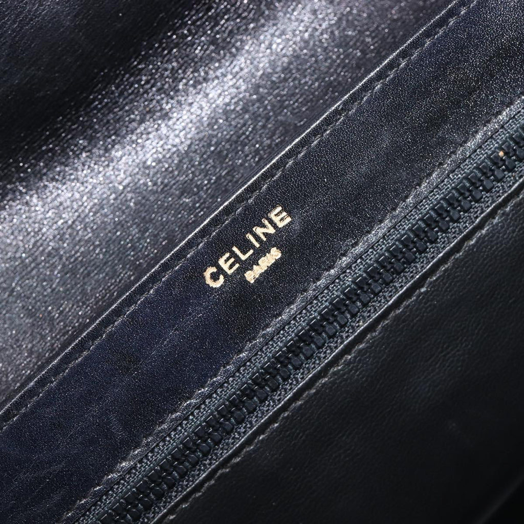 Celine Black Leather Chain Shoulder Bag