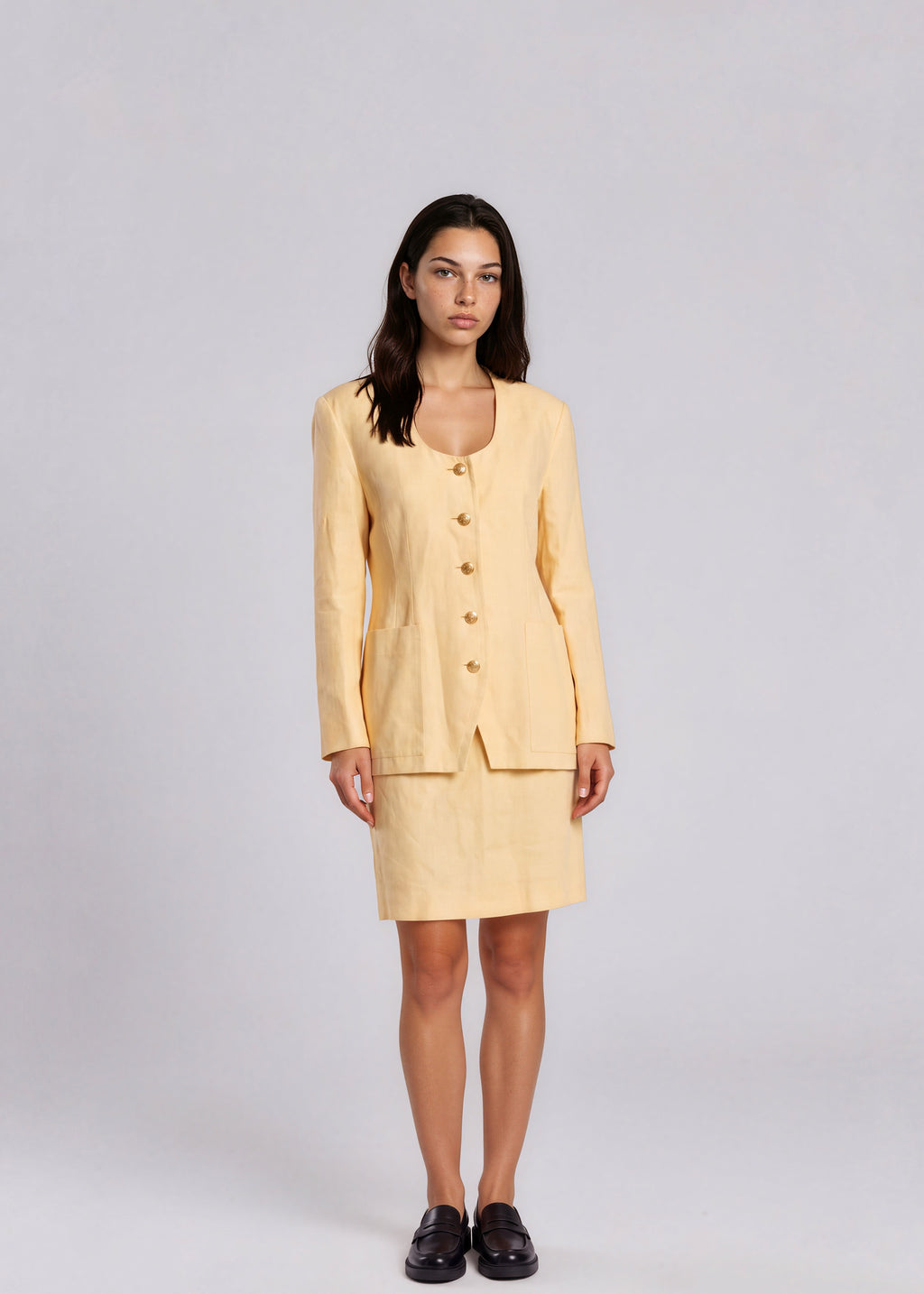 Escada Linen Yellow Skirt Set