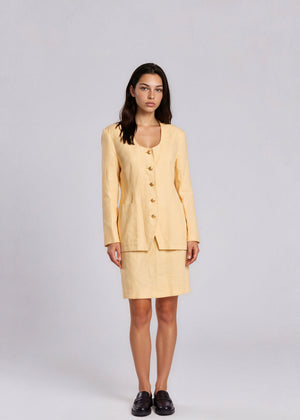 Escada Linen Yellow Skirt Set