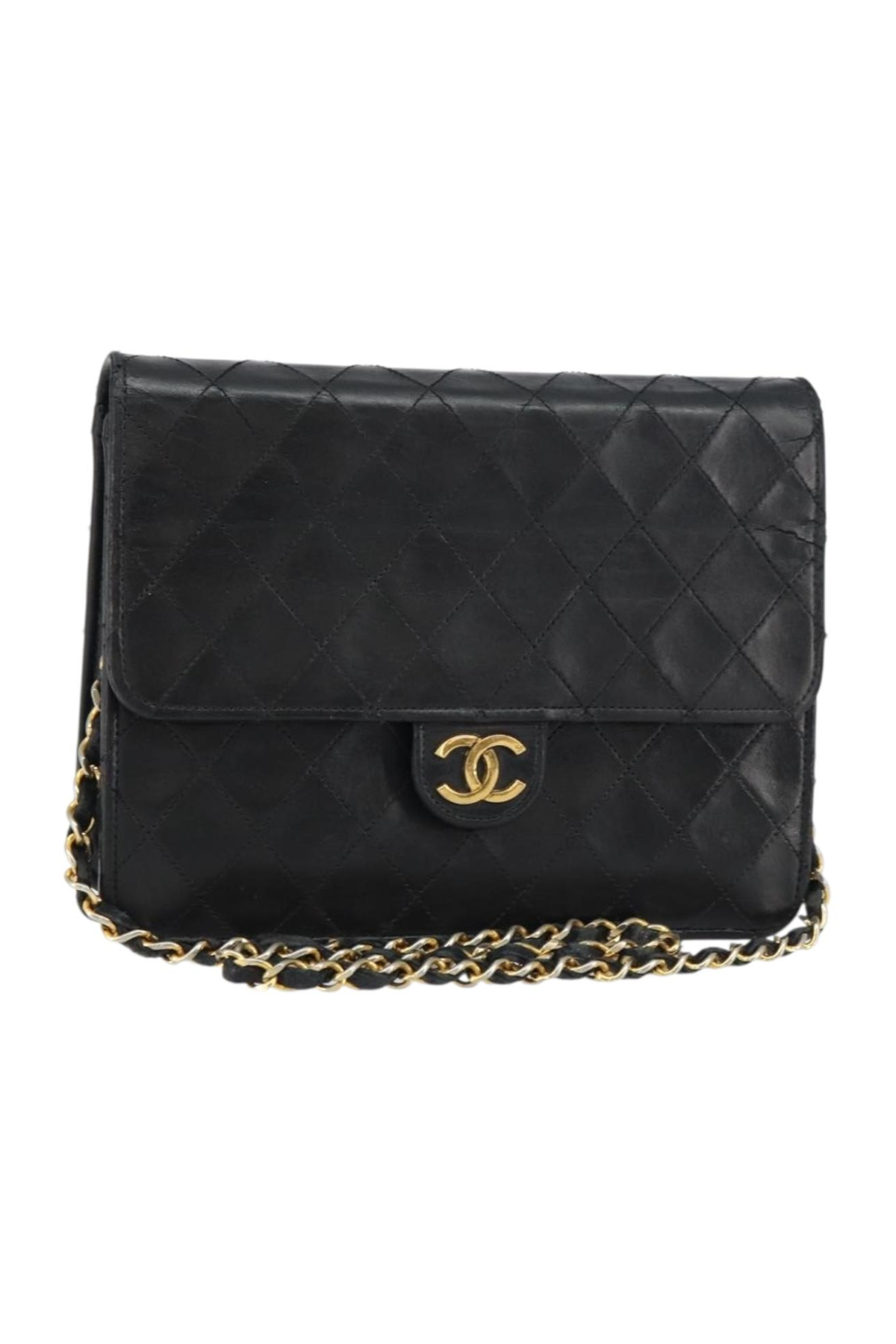 Chanel Black and Gold Leather Flap Bag