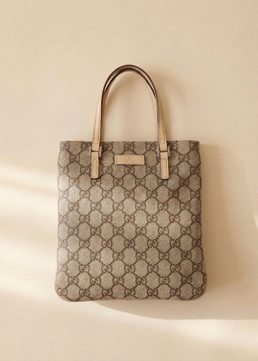 Gucci Brown and Tan Monogram Mini Handbag