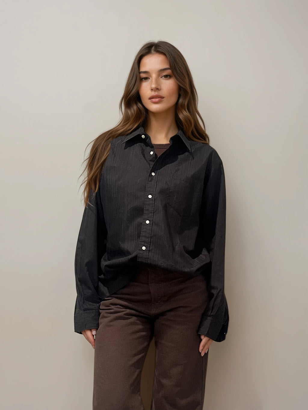 YSL Black Monogram Button Down