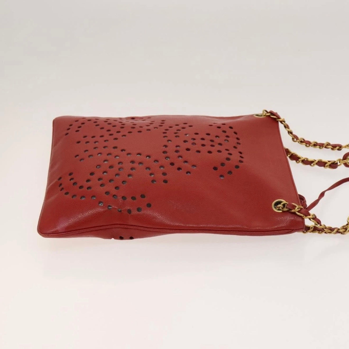 Chanel Red Leather Cutout Tote
