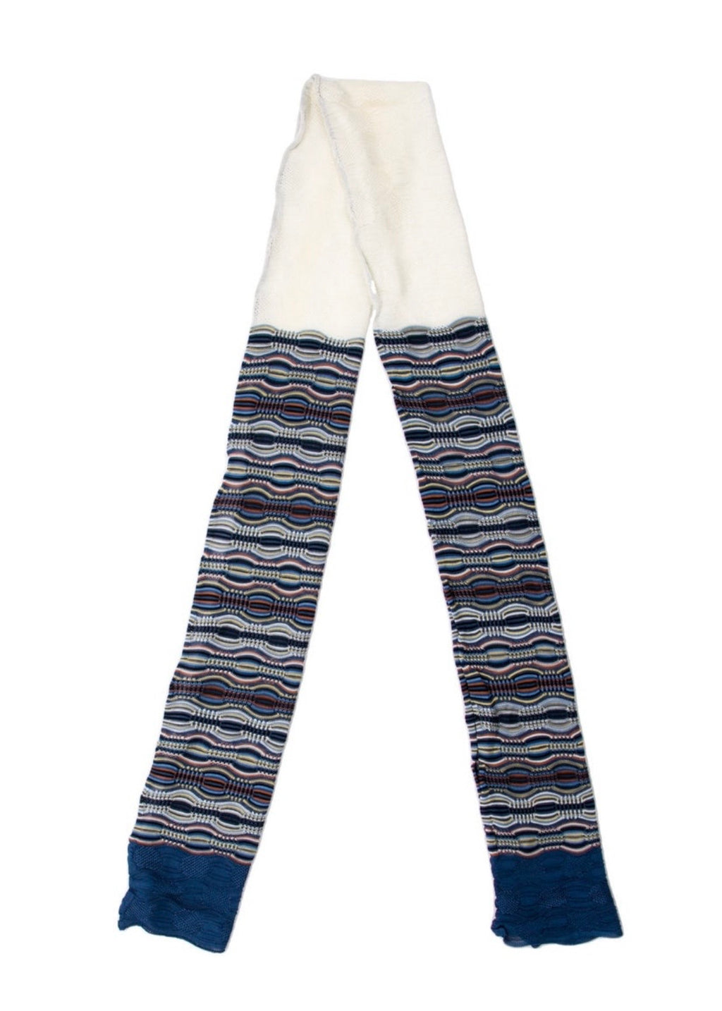 Missoni White and Navy Patterned Scarf